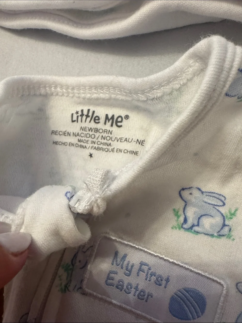 First Easter combo - newborn & 0-3 months - Bunny Print onesie with hat & chicks